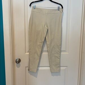 Last call, NWOT- Lands' End Cream Skinny Leg Pants with bottom zippers, 4/6P